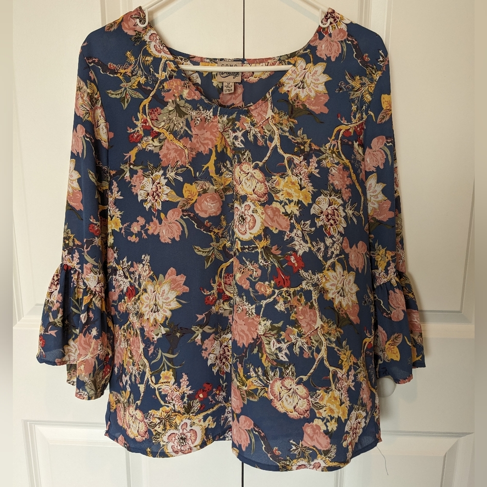 Blue Floral Blouse